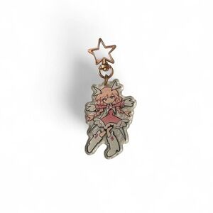 Anime Girl Pink & White Charm Keychain